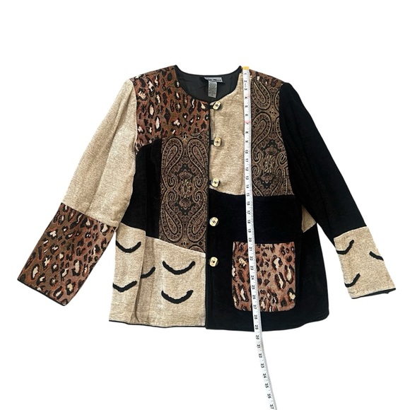 Indigo Moon Mixed Abstract Cheetah Paisley Patchwork Quilt Funky Jacket Sz 1X - Picture 8 of 10